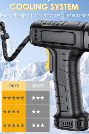 Cordless Electric Air Compressor with LCD Light & 3 Nozzle Adaptors, Digital Car Air Pump, Rechargeable Battery Portable Handheld Tyre Inflator for Car, Motorcycle, Bicycle