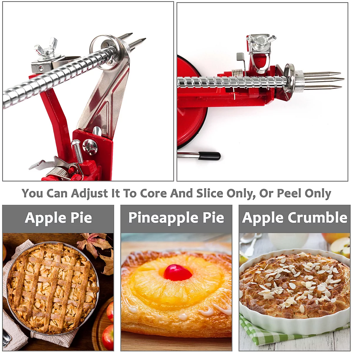 3 IN 1 APPLE PEELER SLICER CORER DICER CUTTER KITCHEN POTATO FRUIT & VEG MACHINE - Image 8